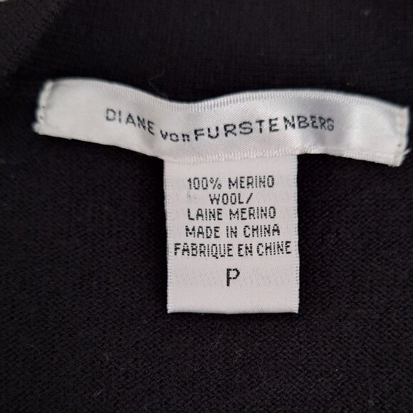 Diane von Furstenberg Black 100% Merino Wool Knit Sweater - Picture 2 of 6